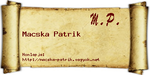 Macska Patrik névjegykártya